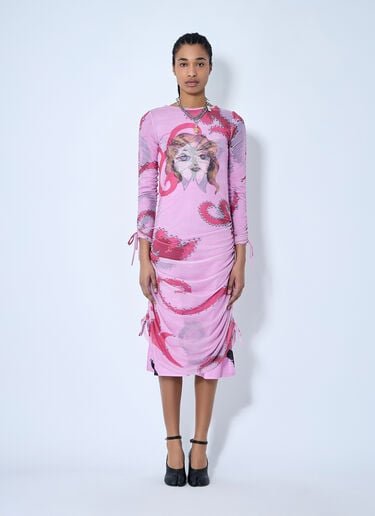 Ruched Printed Mesh Dress Chopova Lowena Ruched Printed Mesh Dress Pink cho0260001