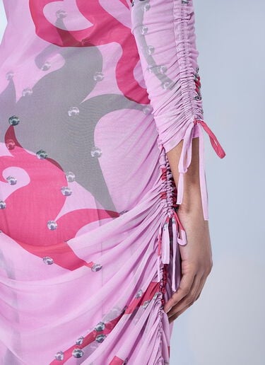 Ruched Printed Mesh Dress Chopova Lowena Ruched Printed Mesh Dress Pink cho0260001