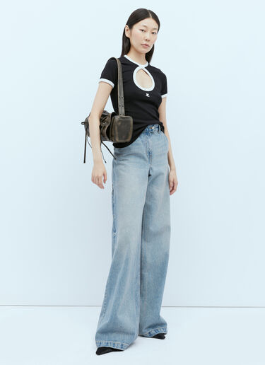 대조적인 서클 티셔츠 Courrèges 대조적인 서클 티셔츠 블랙 cou0254010