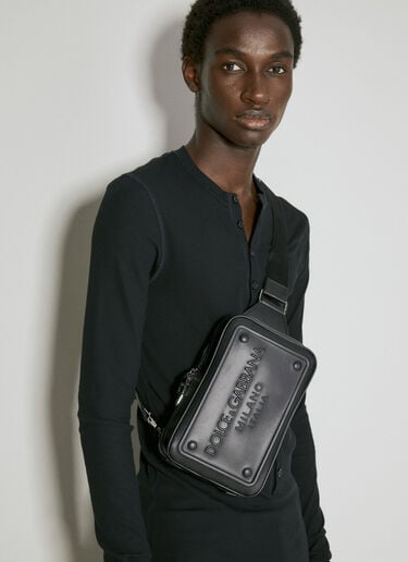 Embossed Logo Leather Crossbody Bag Dolce & Gabbana Embossed Logo Leather Crossbody Bag Black dol0153013