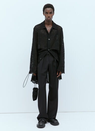 Dries Van Noten 毛绒皮革手机袋 黑色 dvn0154042