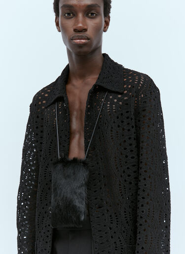 毛绒皮革手机袋 Dries Van Noten 毛绒皮革手机袋 黑色 dvn0154042