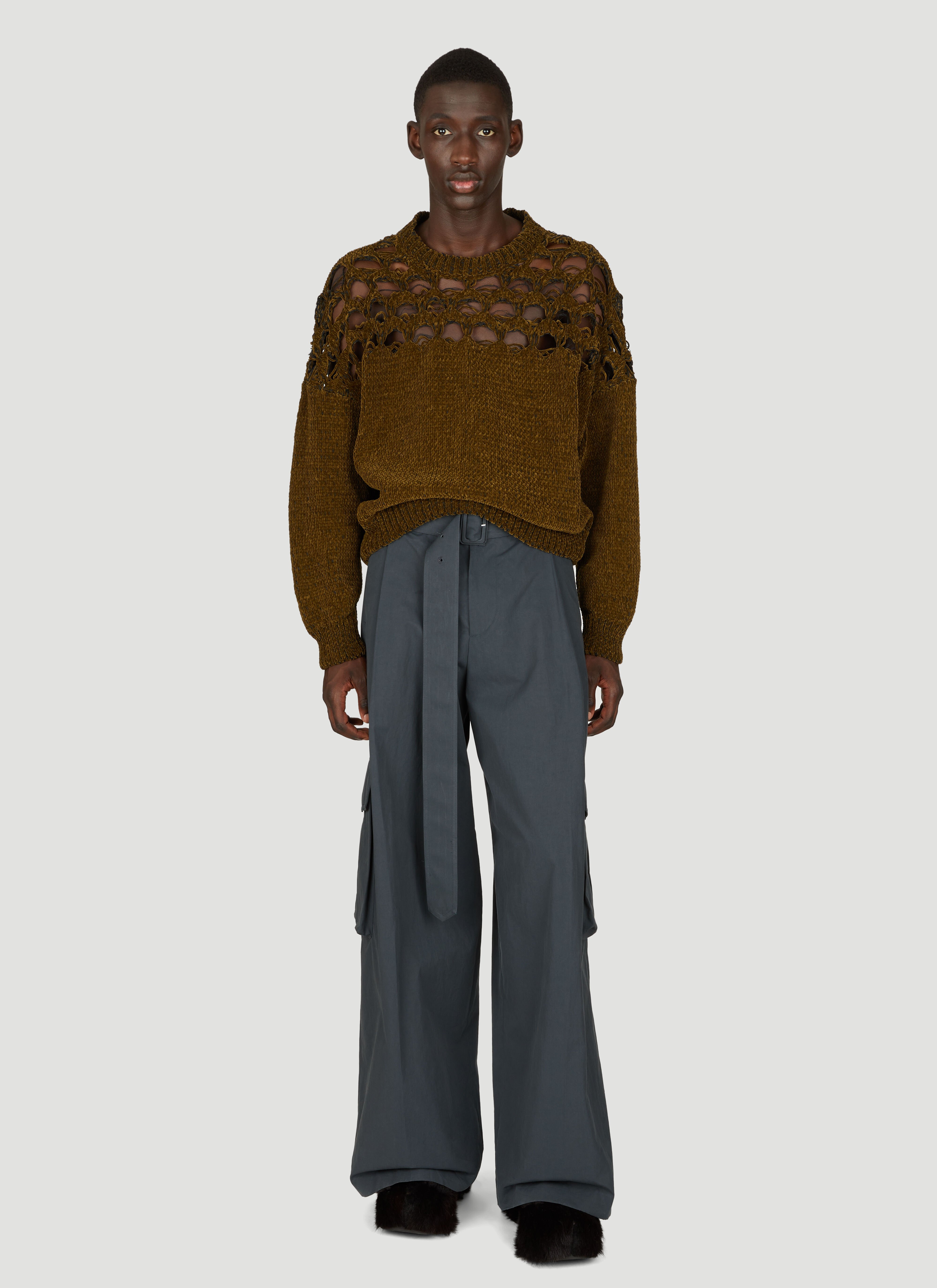 Dries Van Noten Men's' Wide-Belted Pants in Grey | LN-CC®