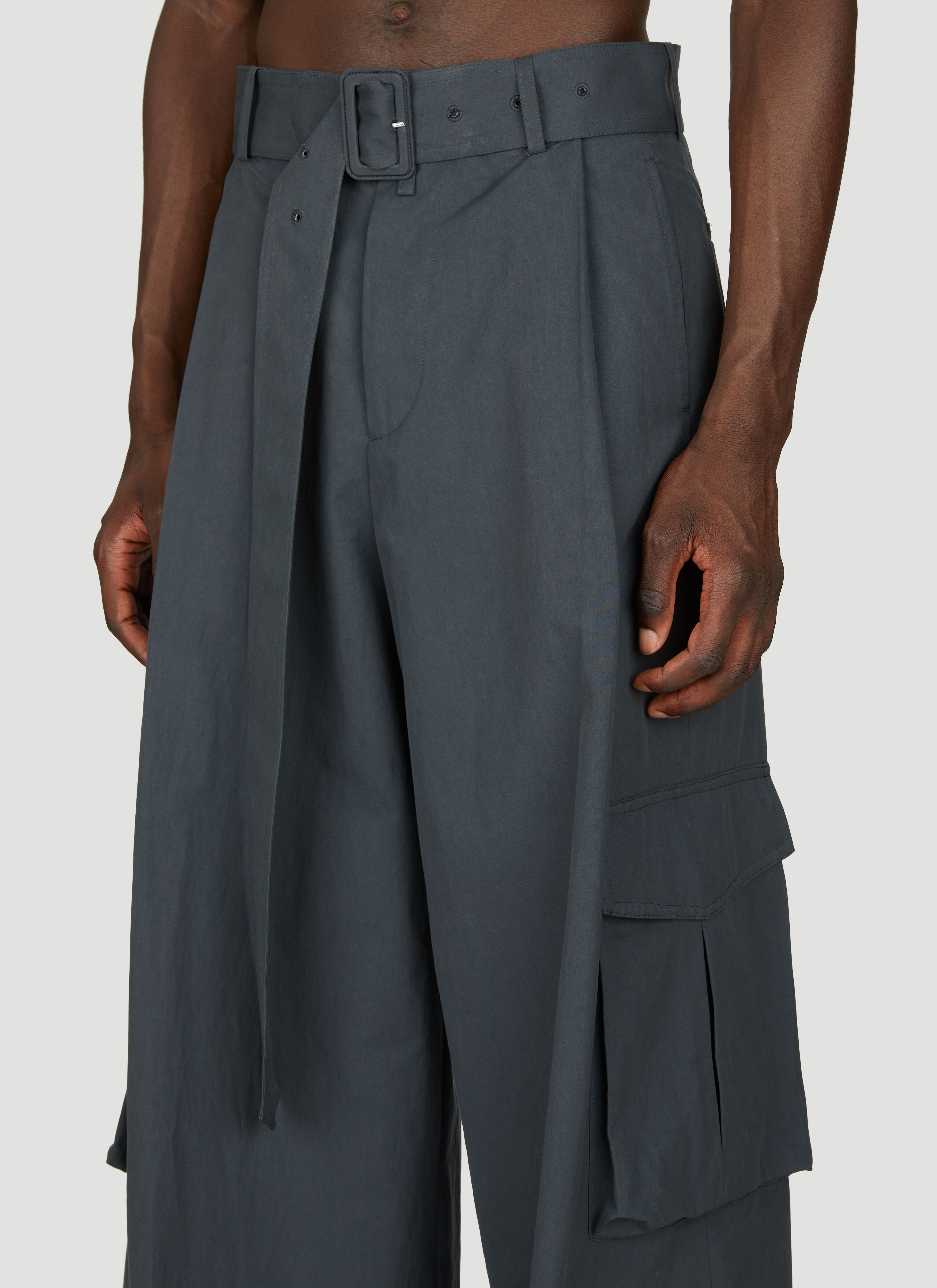 Dries Van Noten Men's' Wide-Belted Pants in Grey | LN-CC®