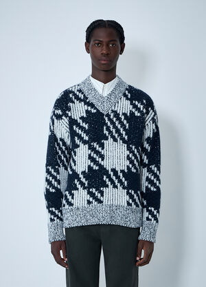 Dries Van Noten Check Wool-Blend Sweater White dvn0162029