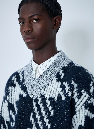 Dries Van Noten Check Wool-Blend Sweater White dvn0162029