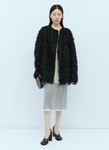 桑蚕丝混纺毛绒夹克 Dries Van Noten 桑蚕丝混纺毛绒夹克 黑色 dvn0254006