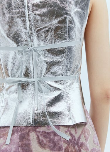 금속성 코팅 마감 가죽 베스트 Dries Van Noten 금속성 코팅 마감 가죽 베스트 실버 dvn0254012
