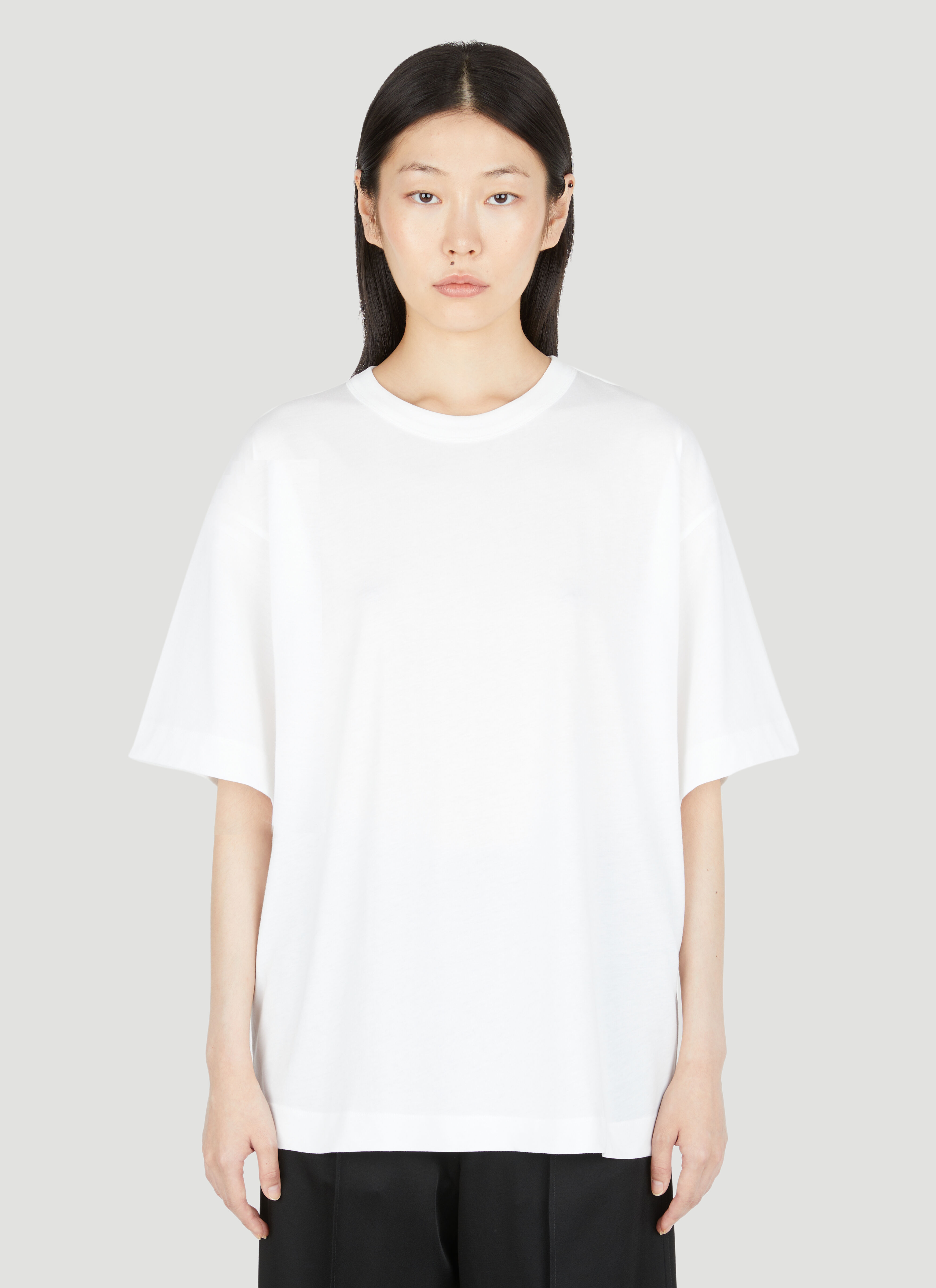 Tシャツ・カットソー DRIES VAN NOTEN White Cotton Hegland Oversize T-Shirt Dries Van Noten Women's' Oversized Cotton T-Shirt in White