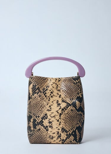哑光蛇纹印花皮革手提包 Dries Van Noten 哑光蛇纹印花皮革手提包 米色 dvn0259006