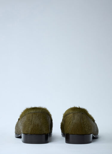 Dries Van Noten Pony Hair Loafers Green dvn0261001