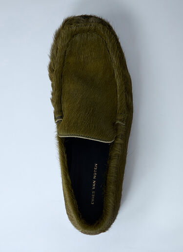 Dries Van Noten Pony Hair Loafers Green dvn0261001