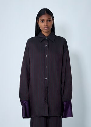 Dries Van Noten Striped Button-Down Shirt Burgundy dvn0262007