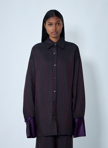 Striped Button-Down Shirt Dries Van Noten Striped Button-Down Shirt Burgundy dvn0262007