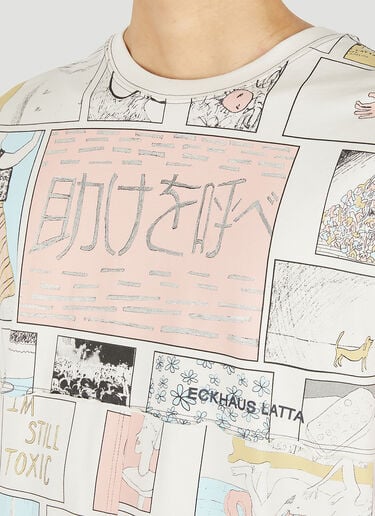 그래픽 랩트 롱 슬리브 T-셔츠 Eckhaus Latta 그래픽 랩트 롱 슬리브 T-셔츠 화이트 eck0150005