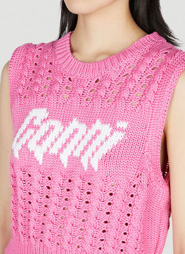 GANNI Rope Cropped Vest Pink gan0252004
