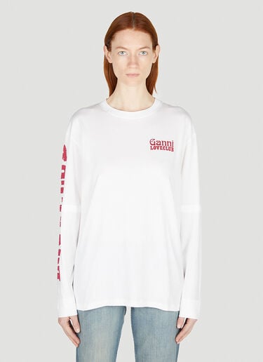 Love Club Layered Long Sleeve T-Shirt GANNI Love Club Layered Long Sleeve T-Shirt White gan0252006