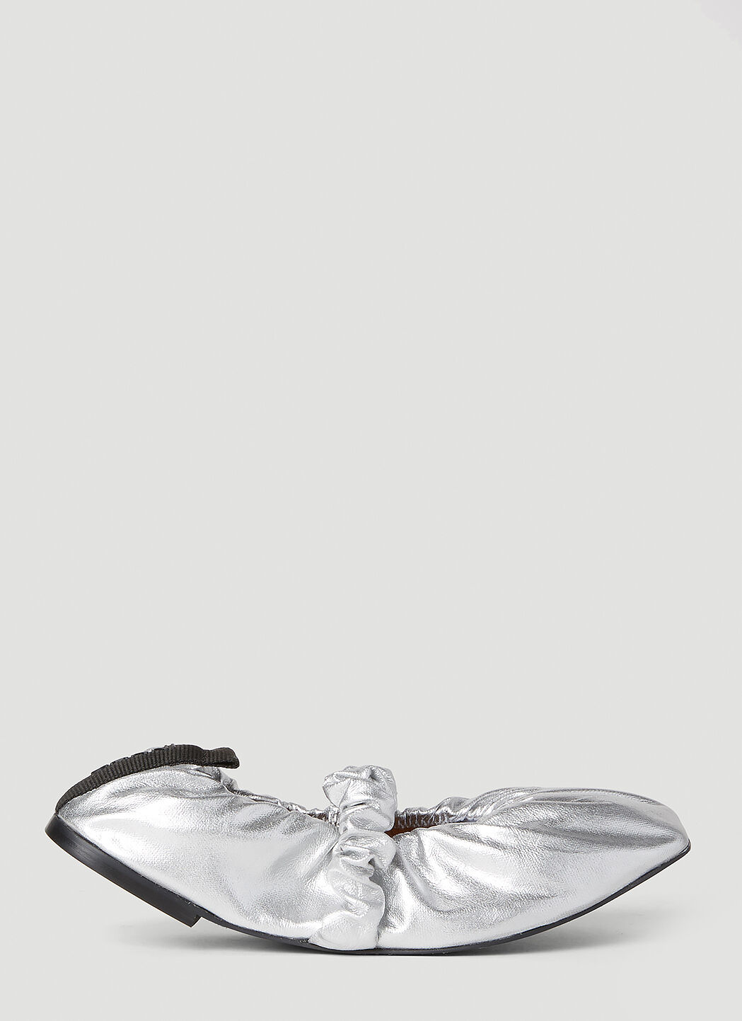 GANNI Scrunchie Ballerina Shoes in Silver | LN-CC