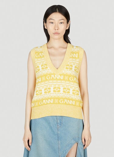 Logo Sweater Vest GANNI Logo Sweater Vest Yellow gan0253002