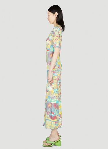 Printed Rib Jersey Maxi Dress GANNI Printed Rib Jersey Maxi Dress Yellow gan0253008