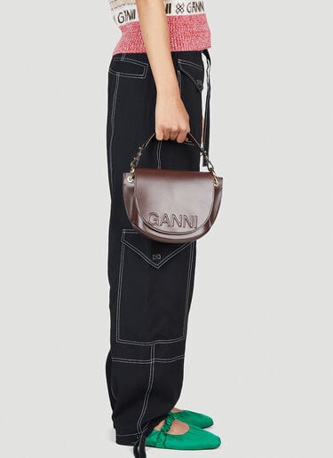 GANNI Banner Saddle Handbag Brown gan0253040