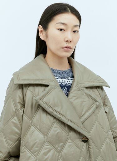 샤이니 퀼트 코트 GANNI 샤이니 퀼트 코트 카키 gan0255006