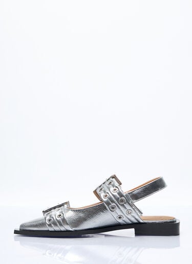 Feminine Buckle Ballerina Flats GANNI Feminine Buckle Ballerina Flats Silver gan0257039