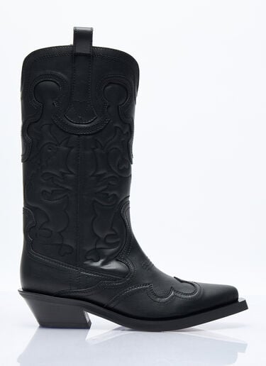 Mid Shaft Embroidered Western Boots GANNI Mid Shaft Embroidered Western Boots Black gan0257040