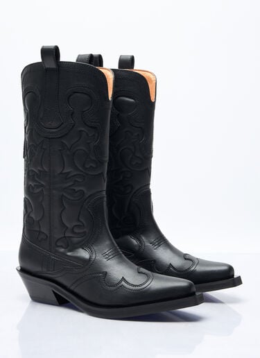 Mid Shaft Embroidered Western Boots GANNI Mid Shaft Embroidered Western Boots Black gan0257040