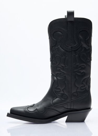 Mid Shaft Embroidered Western Boots GANNI Mid Shaft Embroidered Western Boots Black gan0257040