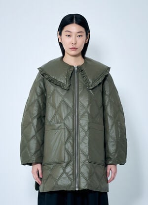 GANNI Shiny Quilt Jacket Green gan0259023