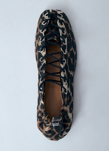 Leopard Oleatex Ballerina Flats GANNI Leopard Oleatex Ballerina Flats Brown gan0260021