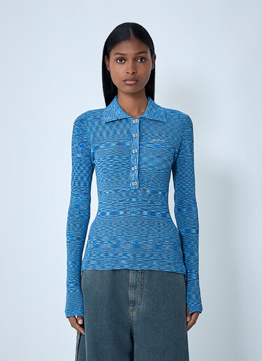 Space-Dyed Polo Sweater GANNI Space-Dyed Polo Sweater Blue gan0262004