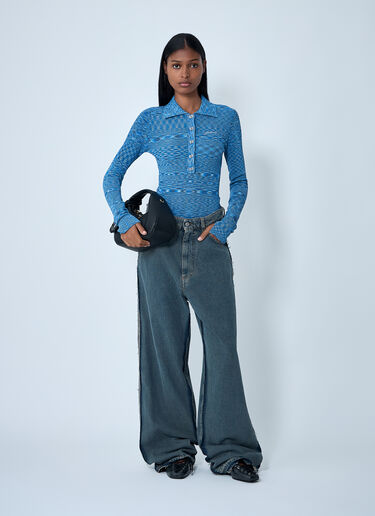 Space-Dyed Polo Sweater GANNI Space-Dyed Polo Sweater Blue gan0262004