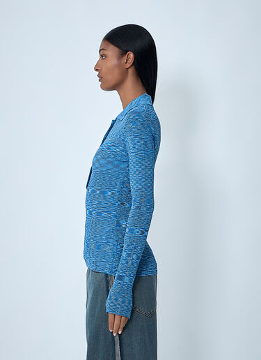 GANNI Space-Dyed Polo Sweater Blue gan0262004