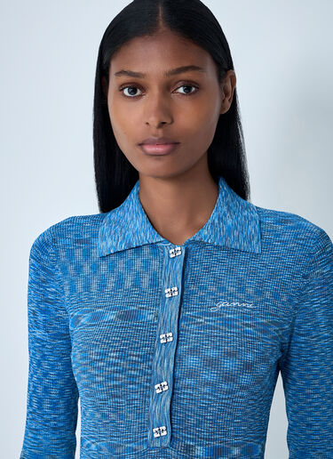 GANNI Space-Dyed Polo Sweater Blue gan0262004