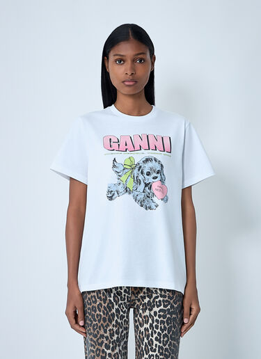 Logo Motif T-Shirt GANNI Logo Motif T-Shirt White gan0262007