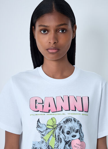Logo Motif T-Shirt GANNI Logo Motif T-Shirt White gan0262007