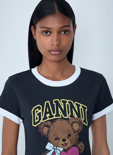 Logo Motif T-Shirt GANNI Logo Motif T-Shirt Charcoal gan0262008