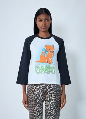 GANNI Logo Motif T-Shirt White gan0262009