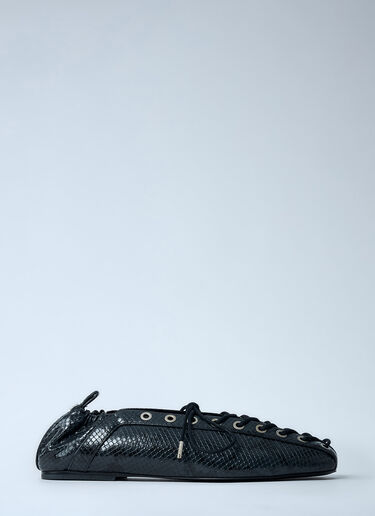 GANNI Eyelet Lace-Up Ballerina Flats Black gan0262014