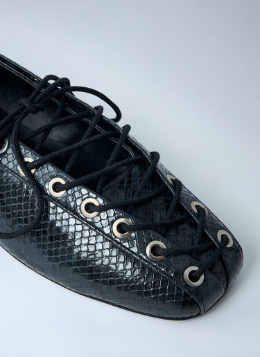 GANNI Eyelet Lace-Up Ballerina Flats Black gan0262014