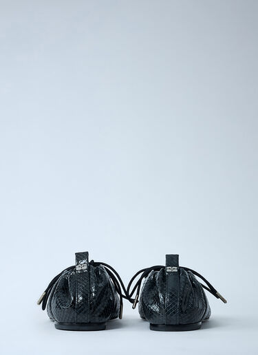 GANNI Eyelet Lace-Up Ballerina Flats Black gan0262014