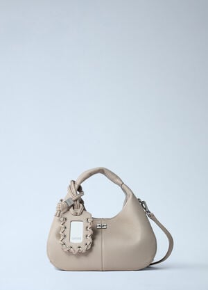 GANNI Mini Hobo Handbag White gan0262022