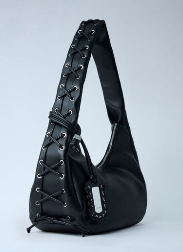 GANNI Medium Hobo Lace Shoulder Bag Black gan0262023