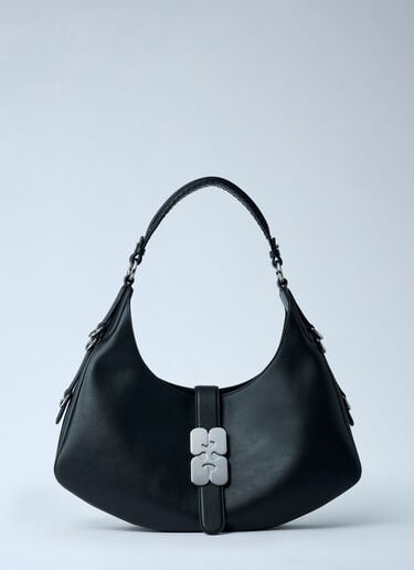 GANNI Small Kat Silver Shoulder Bag Black gan0262026