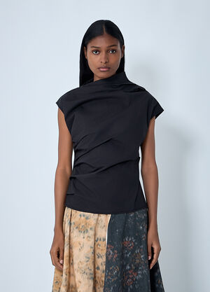 GANNI Ruched Top Black gan0262036