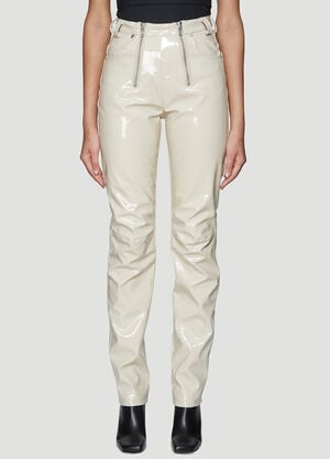 GmbH High Waist Vinyl Pants Beige gmb0238003