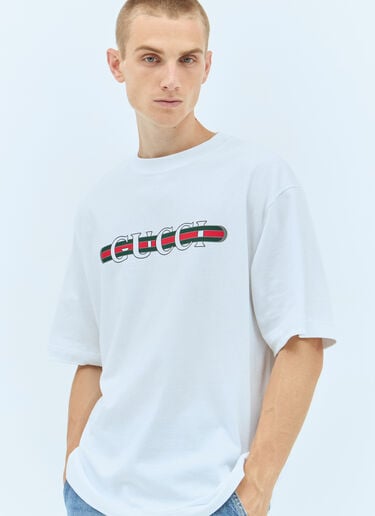 Logo Print T-Shirt Gucci Logo Print T-Shirt White guc0157008