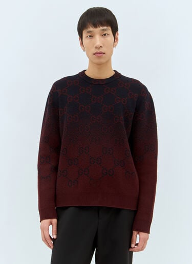GG Degradé 羊毛提花针织衫 Gucci GG Degradé 羊毛提花针织衫 酒红色 guc0157022